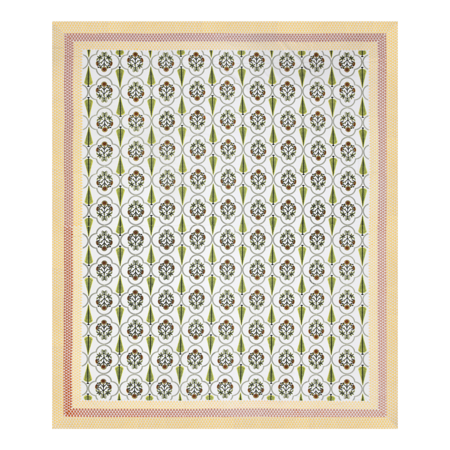 Kalakriti Lemon Laurel Pure Cotton Double Bedsheet with 2 Pillow Covers