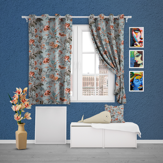 CORAL SKY ANOKHI HOME WINDOW CURTAIN 5 feet Long x 3.75 Width