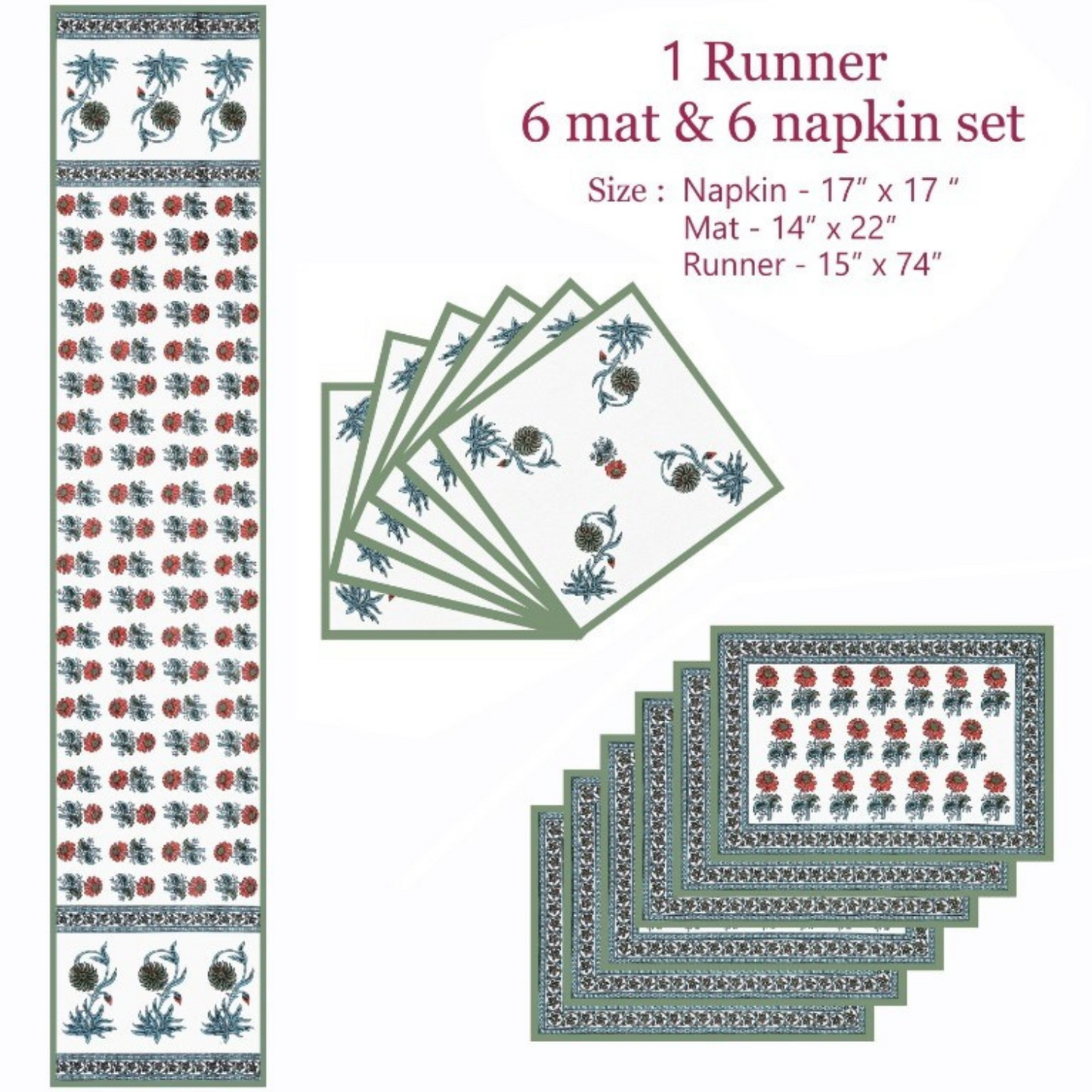 Green Trail Table Mat Set