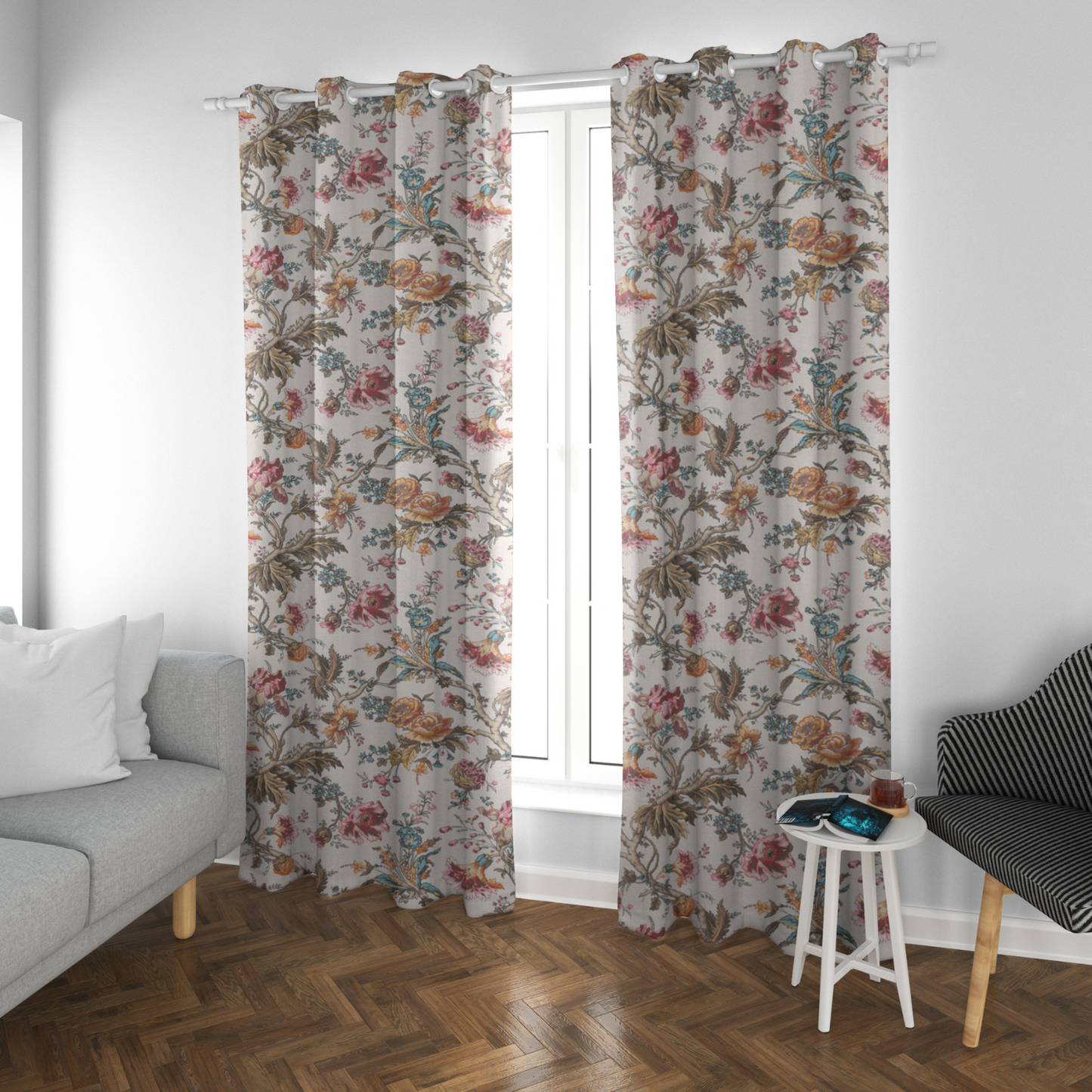 ORNATE BLOSSOM ANOKHI HOME WINDOW CURTAIN 7 FEET LONG X 3.75 WIDTH