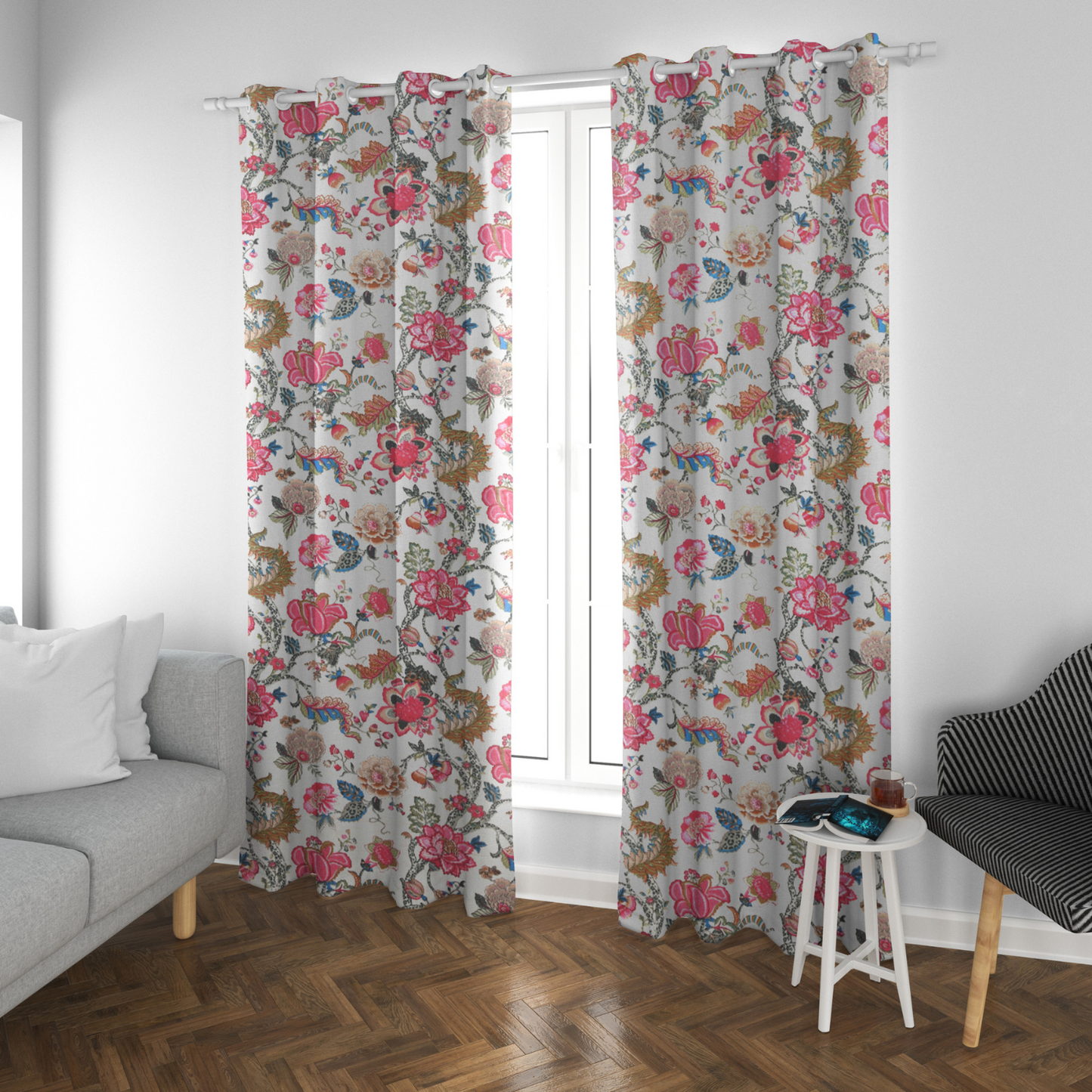 FLORAL FIESTA ANOKHI HOME WINDOW CURTAIN 7 FEET LONG X 3.75 WIDTH