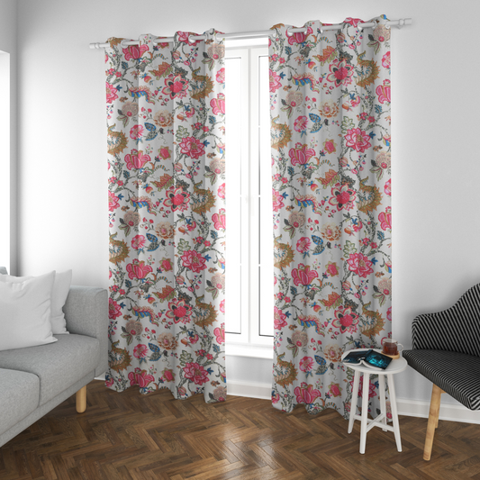 FLORAL FIESTA ANOKHI HOME WINDOW CURTAIN 7 FEET LONG X 3.75 WIDTH