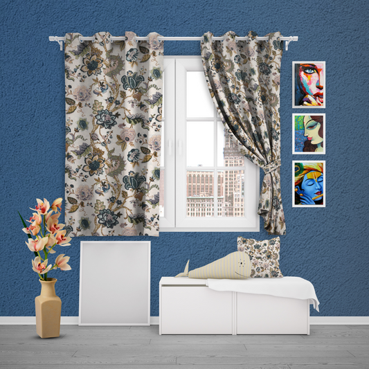 DUSKY PETALS ANOKHI HOME WINDOW CURTAIN 5 feet Long x 3.75 Width