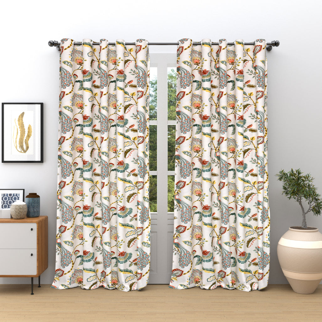 PAISLEY CHARM ANOKHI HOME WINDOW CURTAIN 9 FEET LONG X 3.75 WIDTH PAIR
