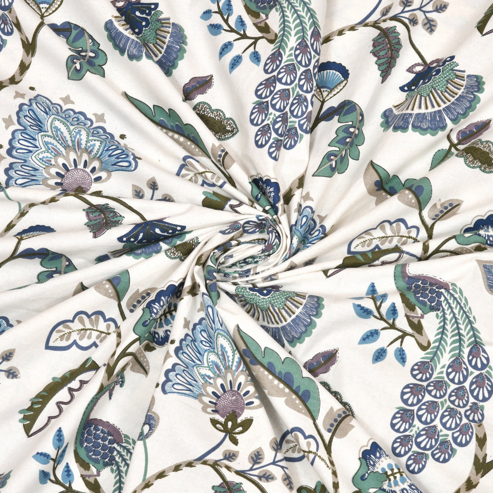 BLUEBIRD BOTANICA ANOKHI HOME WINDOW CURTAIN 9 FEET LONG X 3.75 WIDTH PAIR