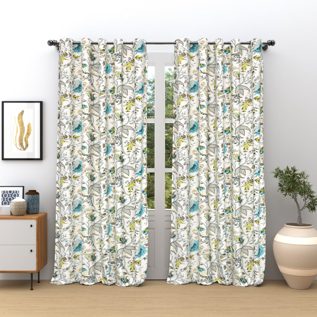 SERENE GARDEN ANOKHI HOME WINDOW CURTAIN 9 FEET LONG X 3.75 WIDTH PAIR