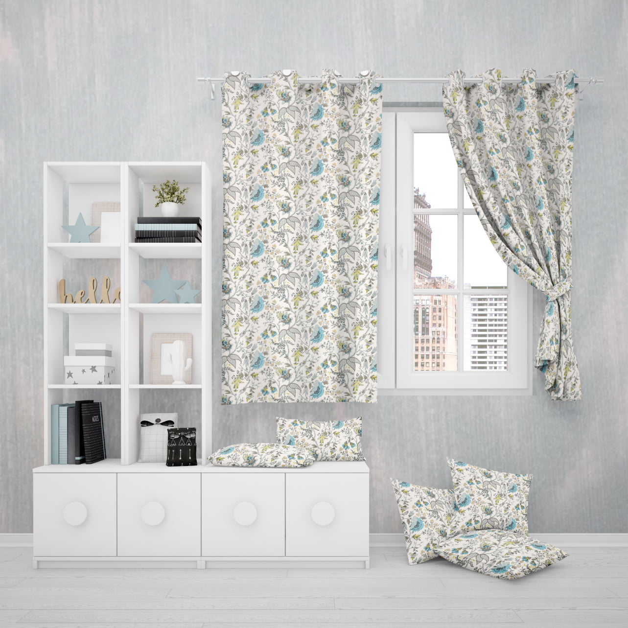 SPRING WHISPER ANOKHI HOME WINDOW CURTAIN 5 feet Long x 3.75 Width