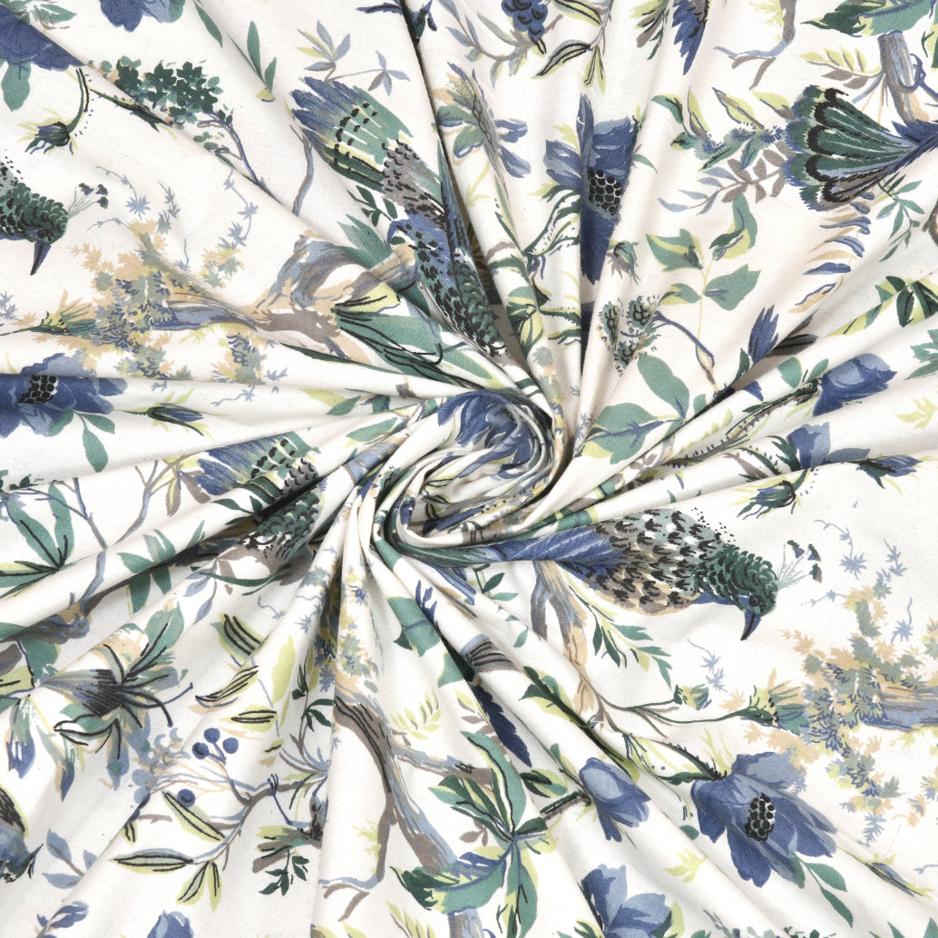BLUEBIRD BOTANICA ANOKHI HOME WINDOW CURTAIN 9 FEET LONG X 3.75 WIDTH PAIR
