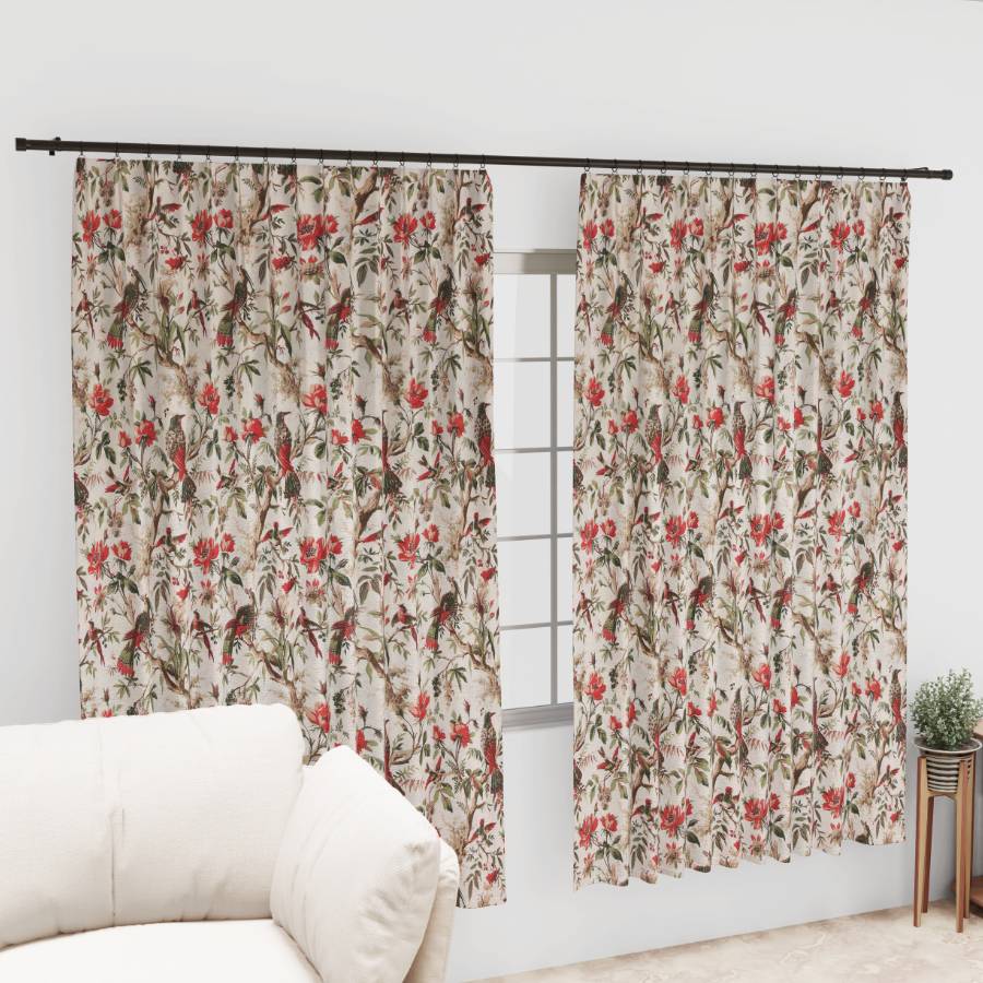 BOTANICAL BIRDS ANOKHI HOME WINDOW CURTAIN 7 FEET LONG X 3.75 WIDTH