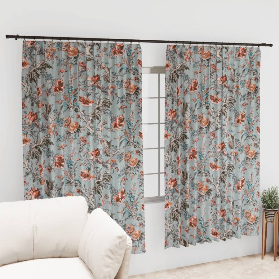 CORAL SKY ANOKHI HOME WINDOW CURTAIN 7 FEET LONG X 3.75 WIDTH