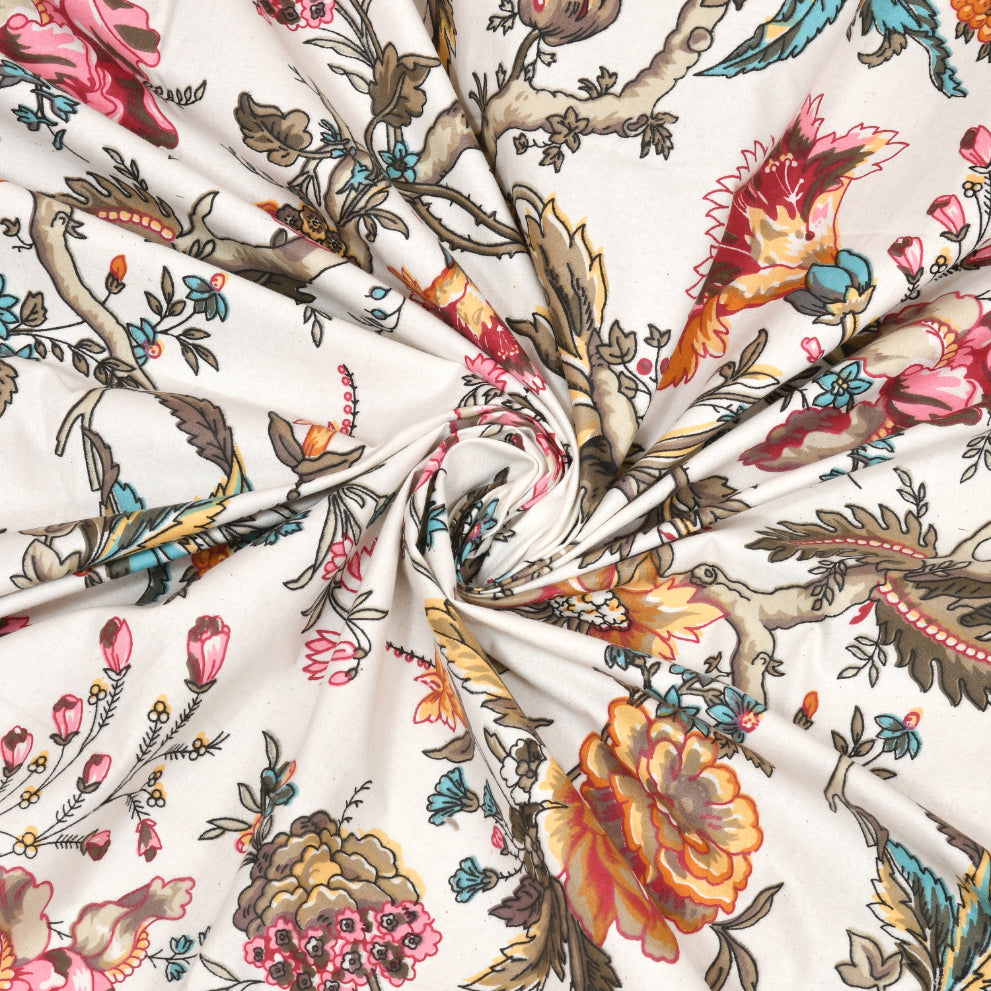 ORNATE BLOSSOM ANOKHI HOME WINDOW CURTAIN 9 FEET LONG X 3.75 WIDTH PAIR