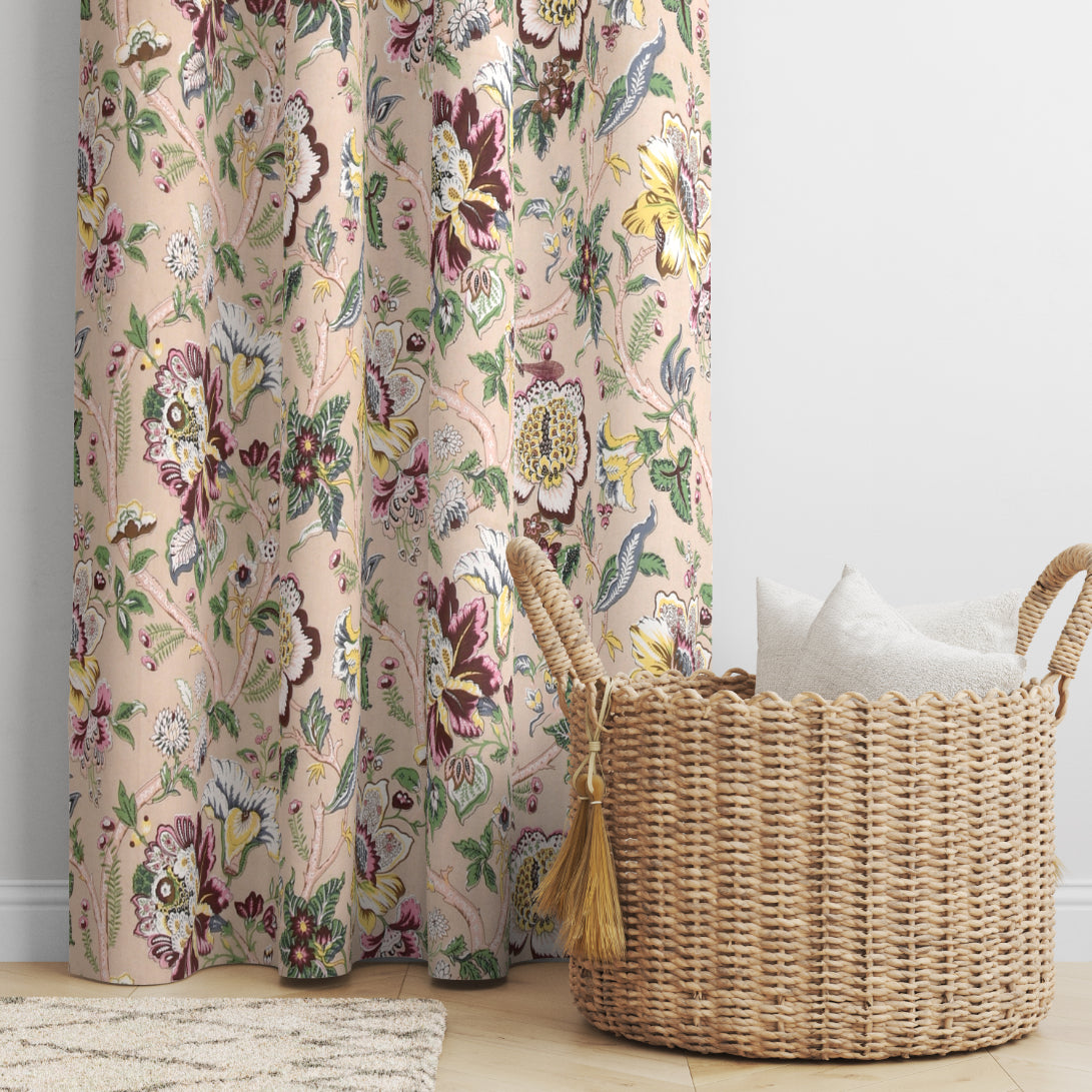 CHIRPING FLORALS ANOKHI HOME WINDOW CURTAIN 9 FEET LONG X 3.75 WIDTH PAIR