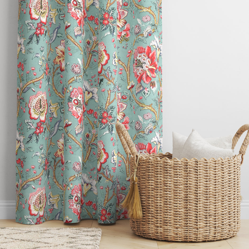 AZURE PETALS ANOKHI HOME WINDOW CURTAIN 9 FEET LONG X 3.75 WIDTH PAIR