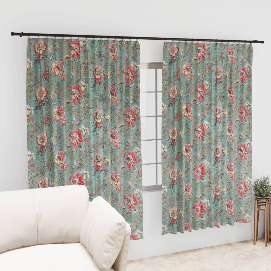 AZURE PETALS ANOKHI HOME WINDOW CURTAIN 7 FEET LONG X 3.75 WIDTH