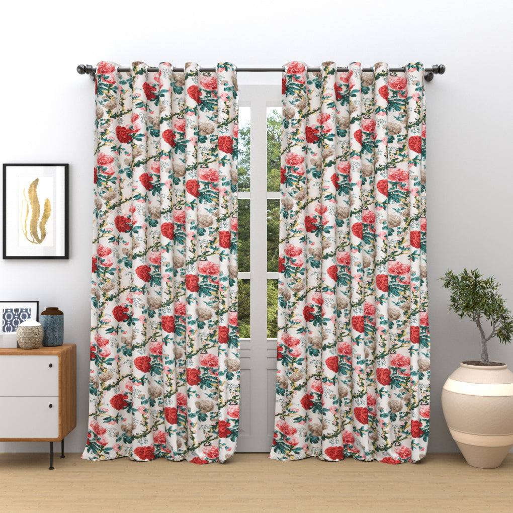 ROSETTE BLOOM ANOKHI HOME WINDOW CURTAIN 9 FEET LONG X 3.75 WIDTH PAIR