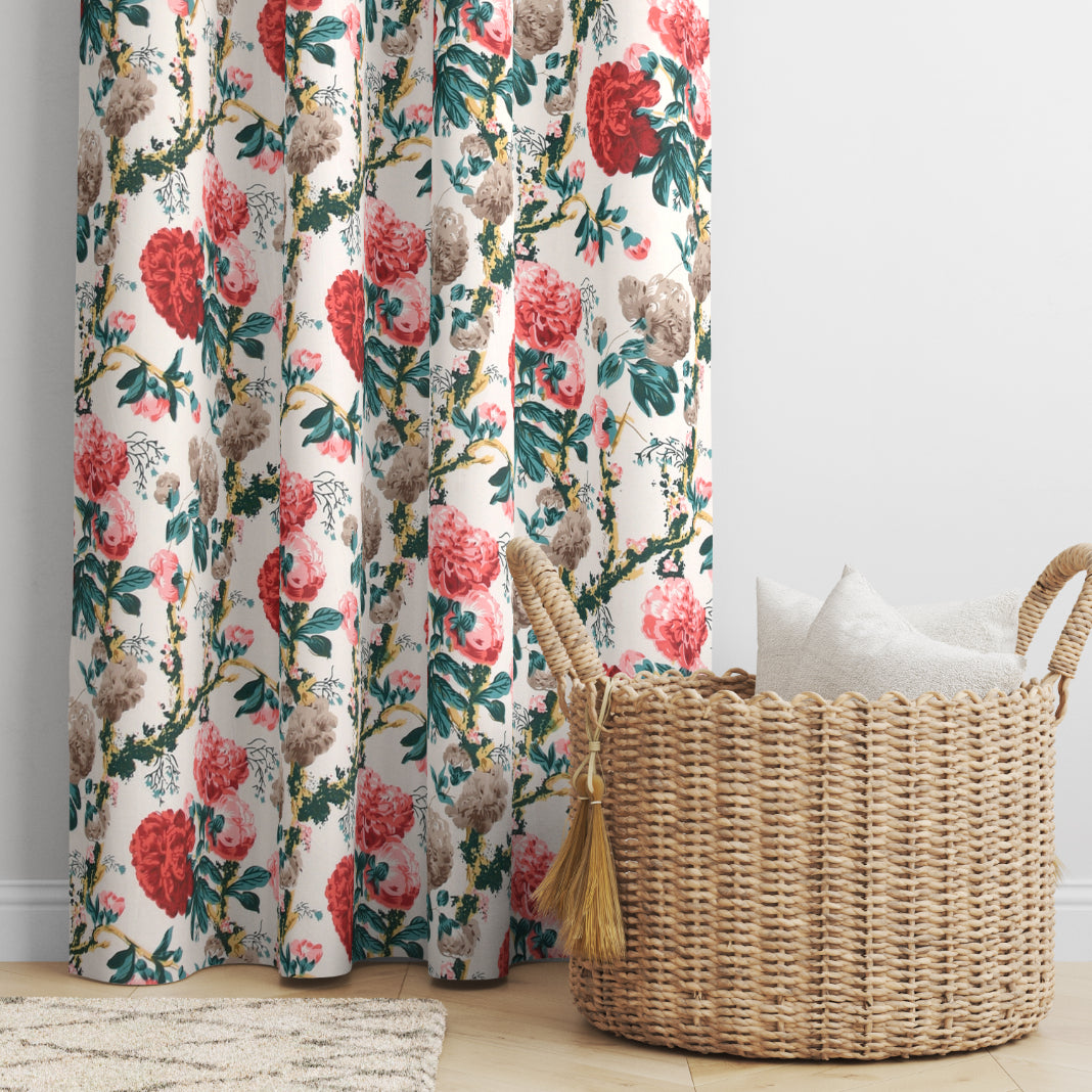 ROSETTE BLOOM ANOKHI HOME WINDOW CURTAIN 9 FEET LONG X 3.75 WIDTH PAIR