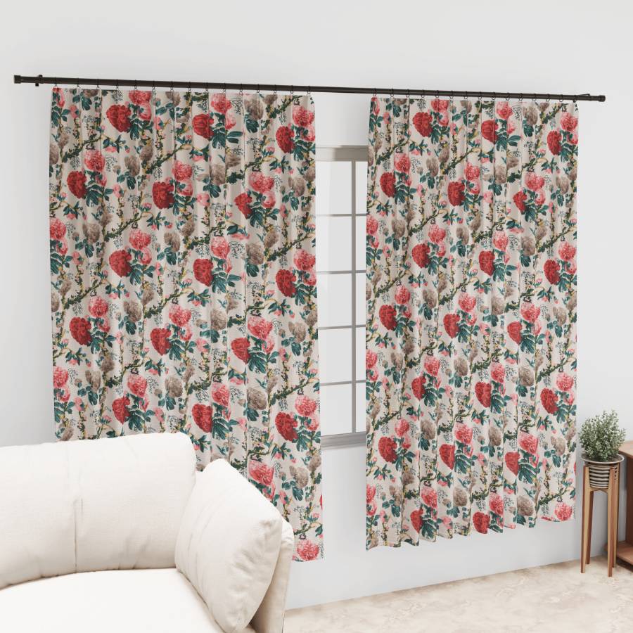 ROSETTE BLOOM ANOKHI HOME WINDOW CURTAIN 7 FEET LONG X 3.75 WIDTH