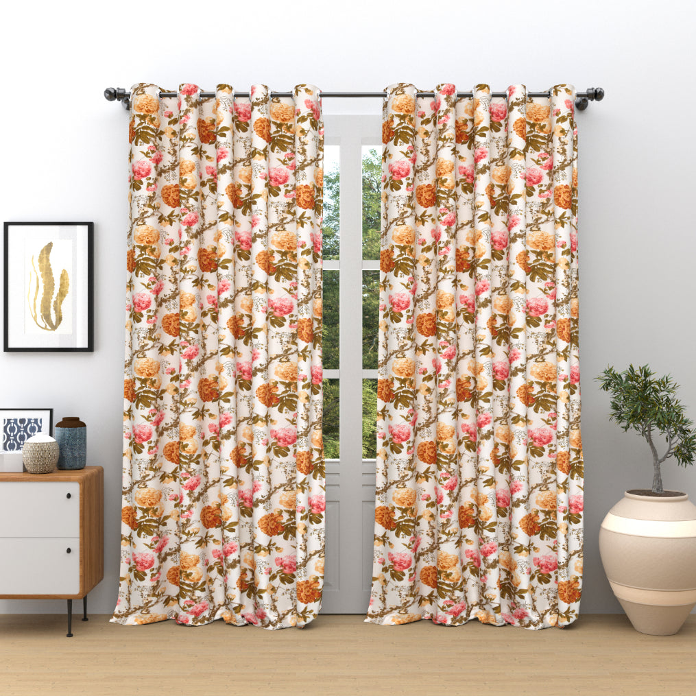 AUTUMN GARDEN ANOKHI HOME WINDOW CURTAIN 9 FEET LONG X 3.75 WIDTH PAIR