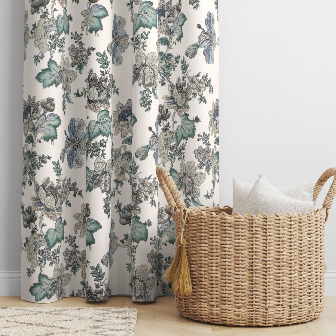ICY BLOOM ANOKHI HOME WINDOW CURTAIN 9 FEET LONG X 3.75 WIDTH PAIR