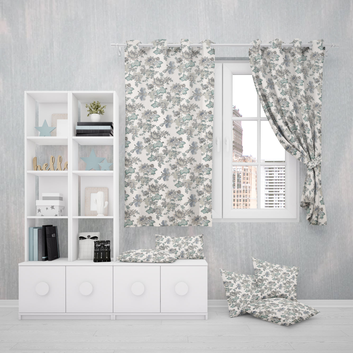ICY BLOOM ANOKHI HOME WINDOW CURTAIN 5 feet Long x 3.75 Width