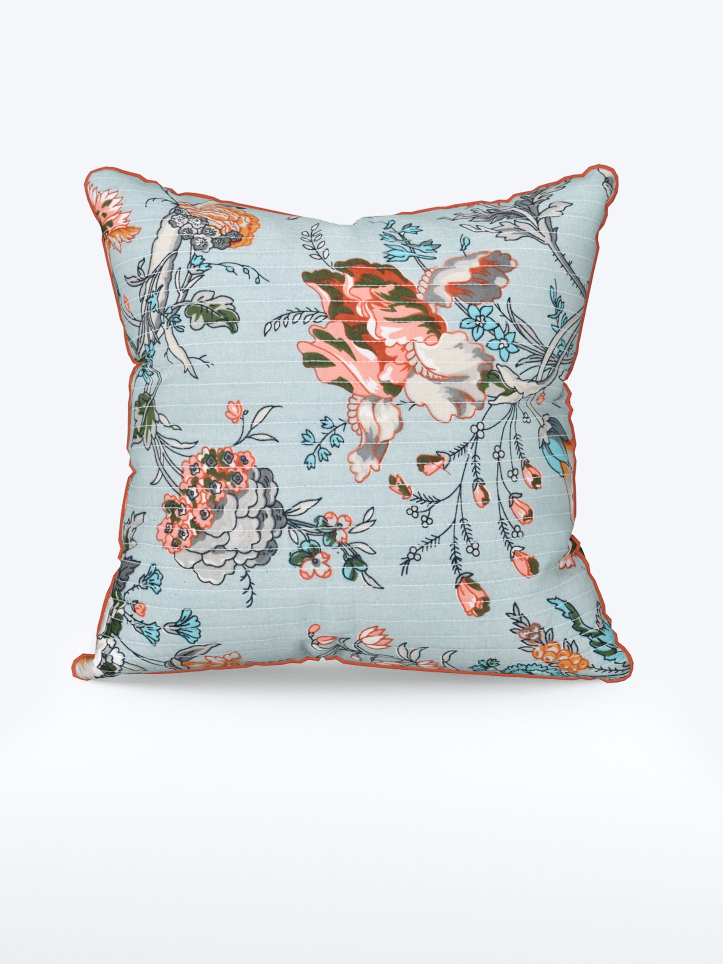 Coral Sky Anokhi Cotton Cushion Covers - 16x16 Inches