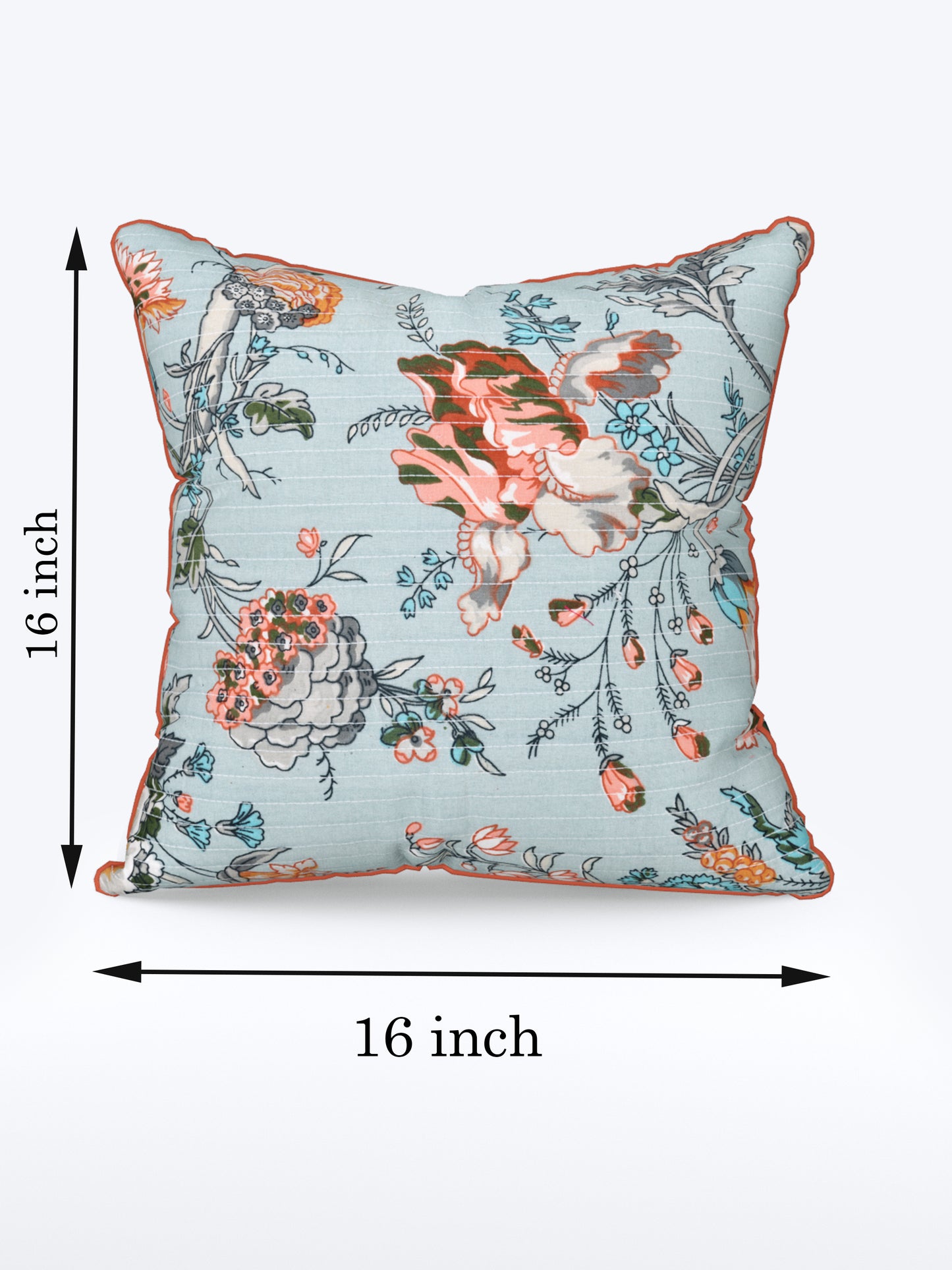 Coral Sky Anokhi Cotton Cushion Covers - 16x16 Inches