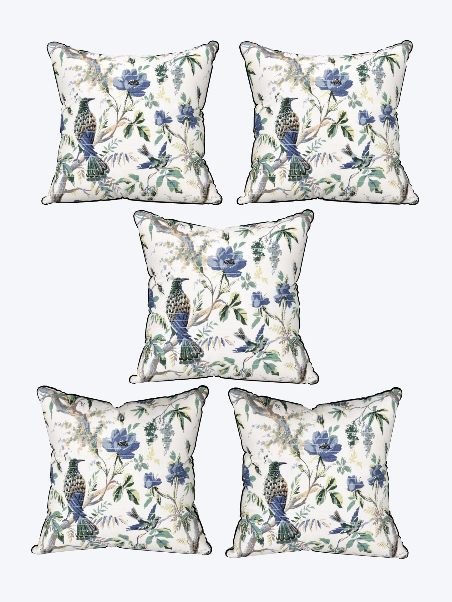 Bluebird Botanica Anokhi Cotton Cushion Covers - 16x16 Inches