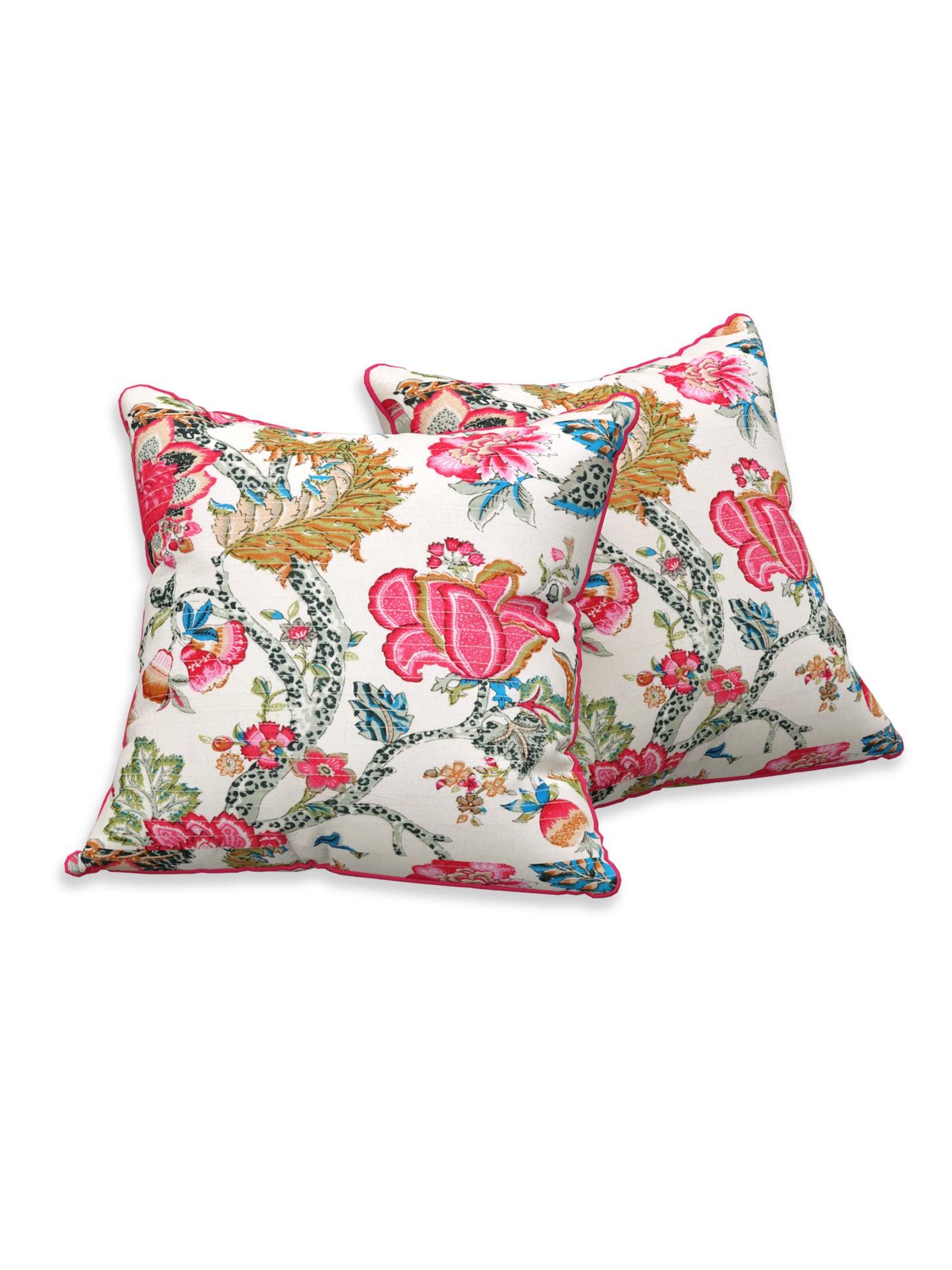 Floral Fiesta Anokhi Cotton Cushion Covers - 16x16 Inches
