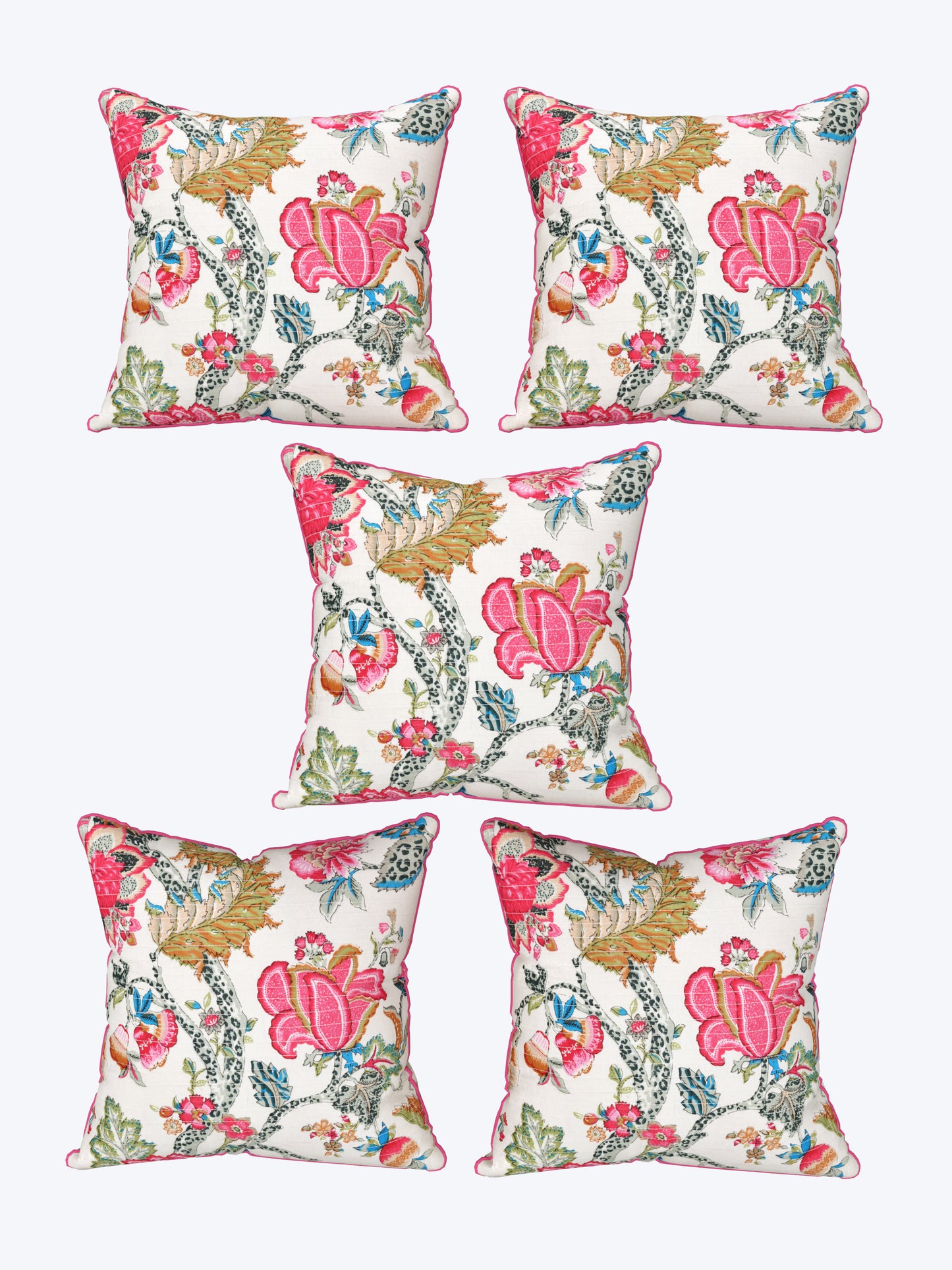 Floral Fiesta Anokhi Cotton Cushion Covers - 16x16 Inches