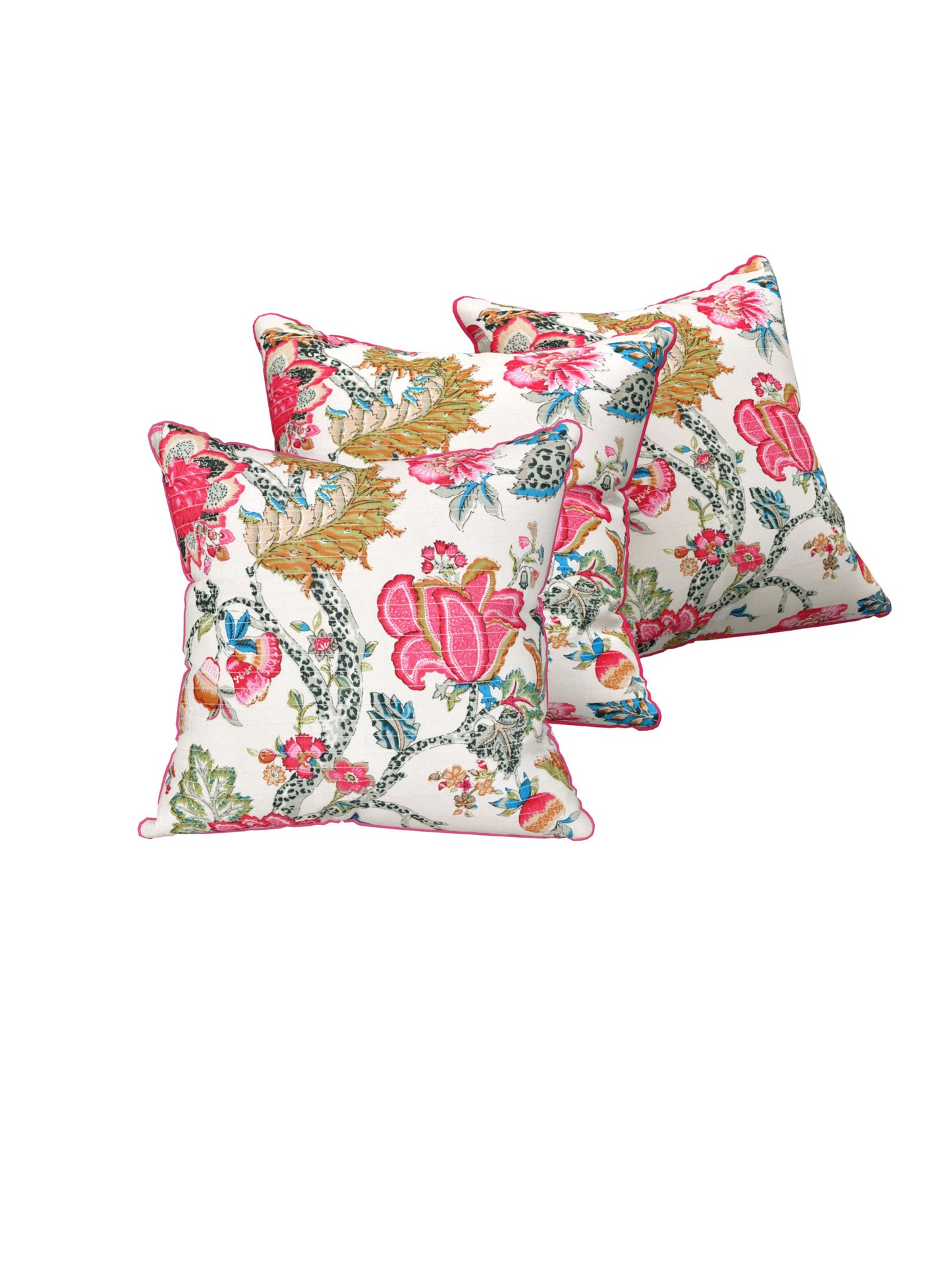 Floral Fiesta Anokhi Cotton Cushion Covers - 16x16 Inches