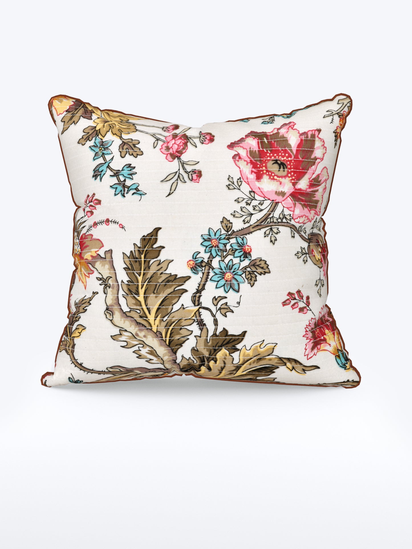Ornate Blossom Anokhi Cotton Cushion Covers - 16x16 Inches