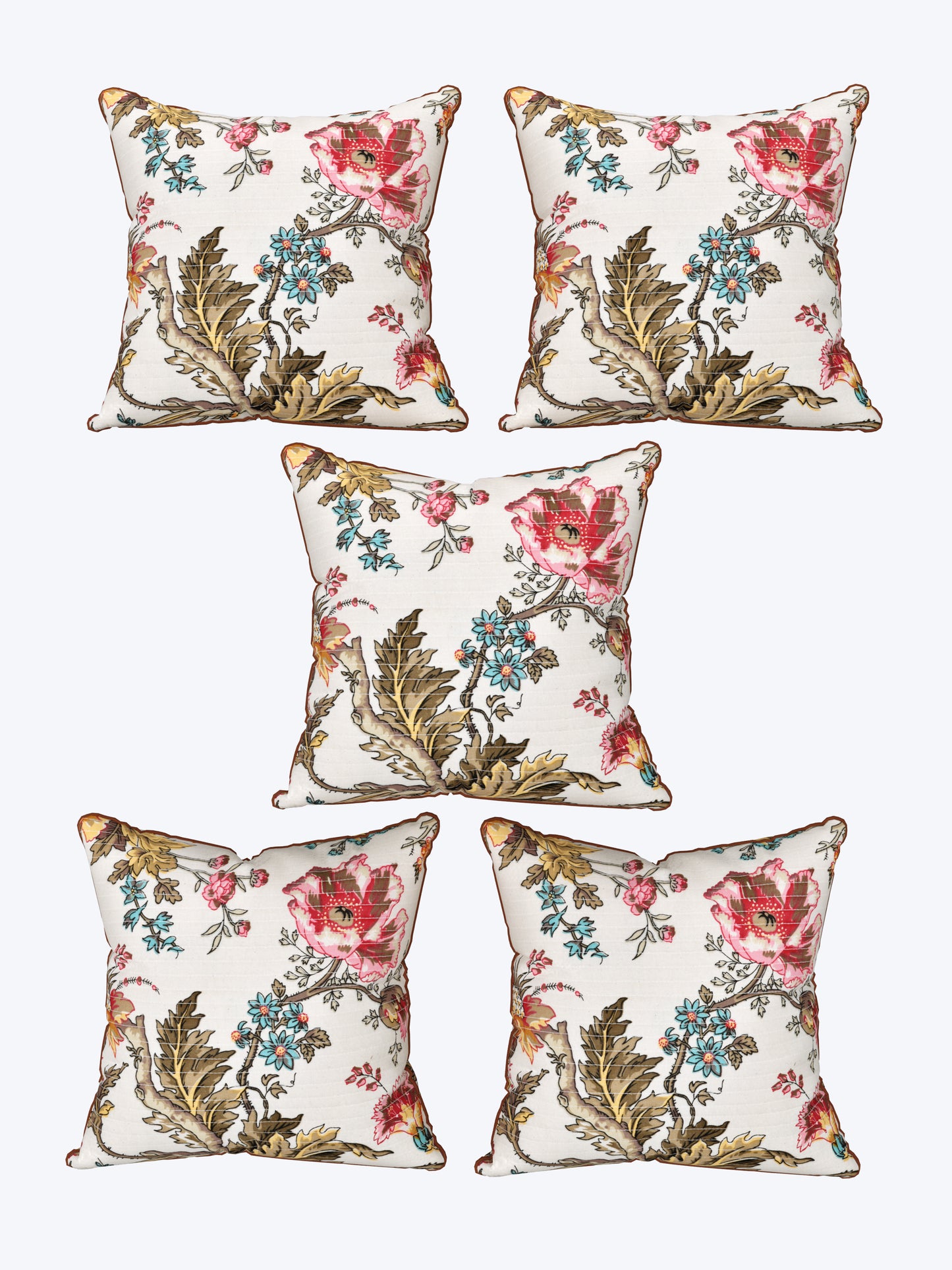 Ornate Blossom Anokhi Cotton Cushion Covers - 16x16 Inches