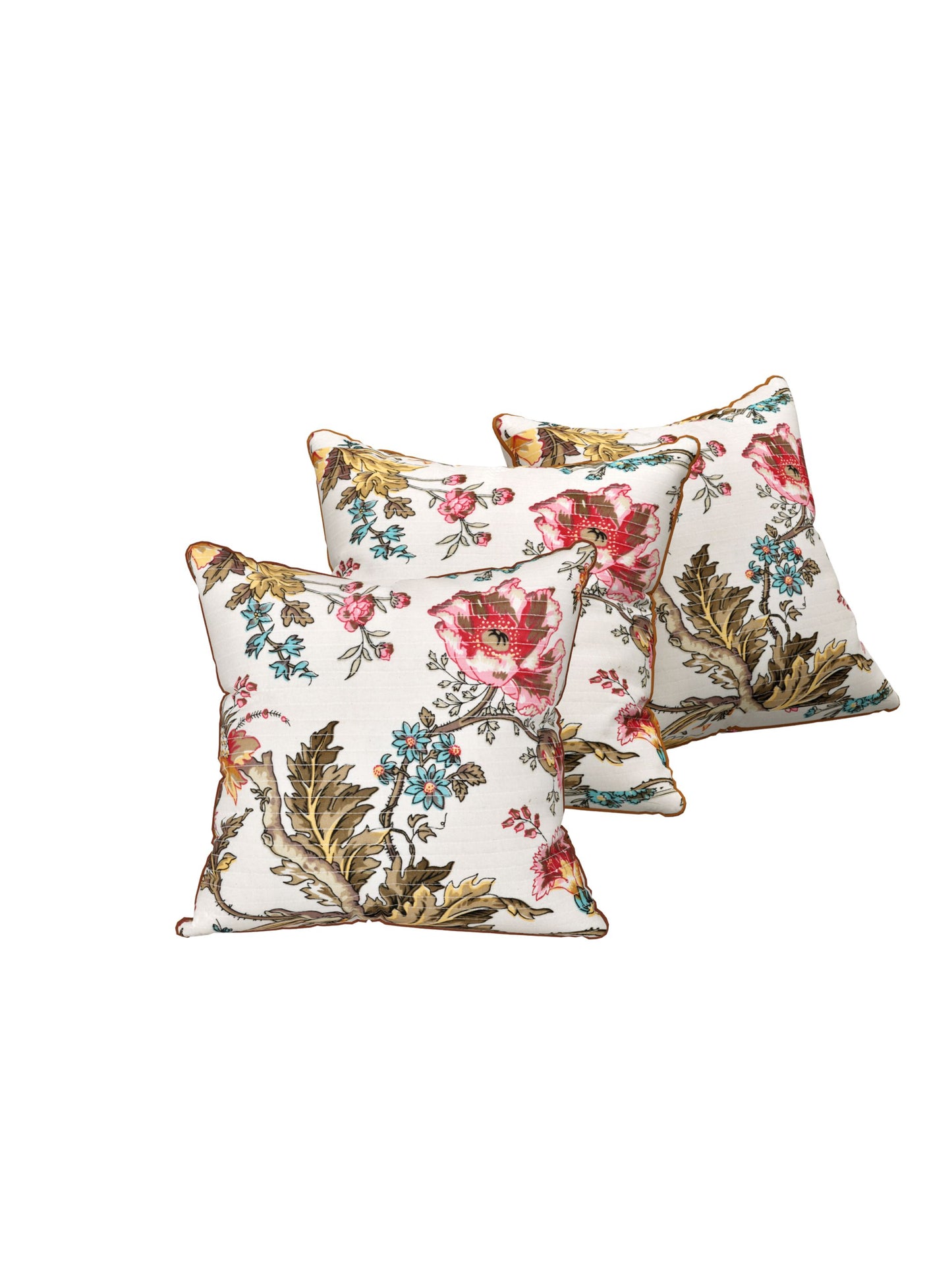 Ornate Blossom Anokhi Cotton Cushion Covers - 16x16 Inches