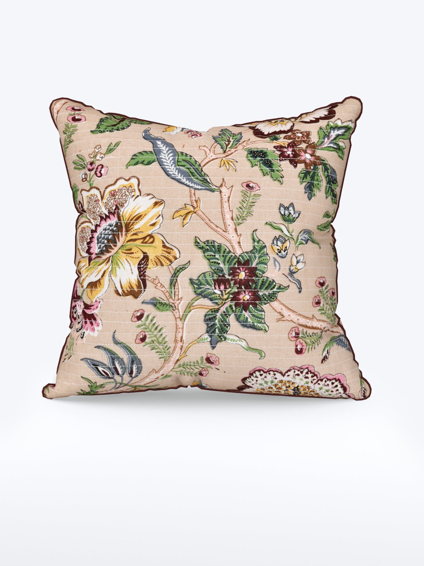 Chirping Florals Anokhi Cotton Cushion Covers - 16x16 Inches