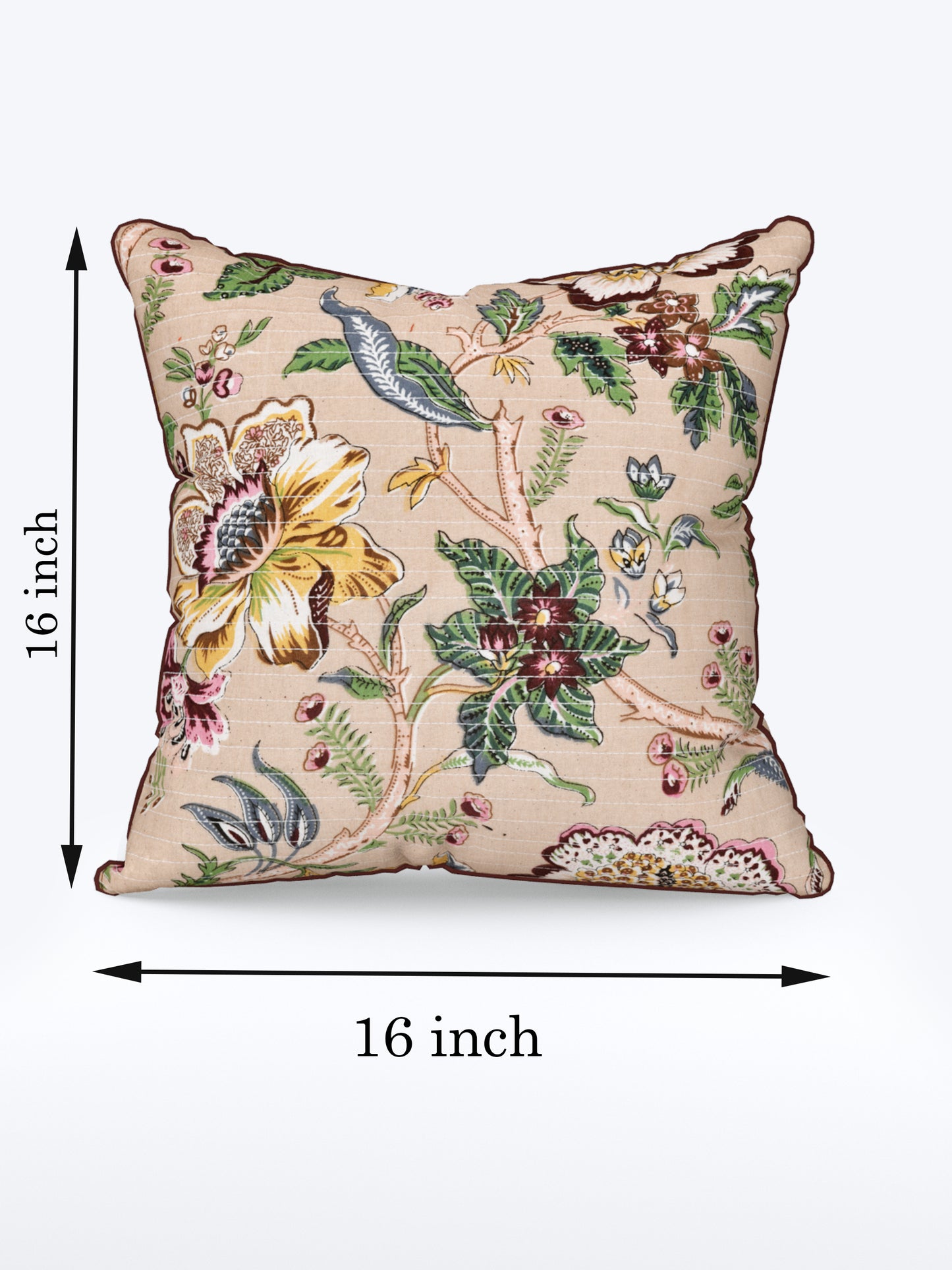 Chirping Florals Anokhi Cotton Cushion Covers - 16x16 Inches