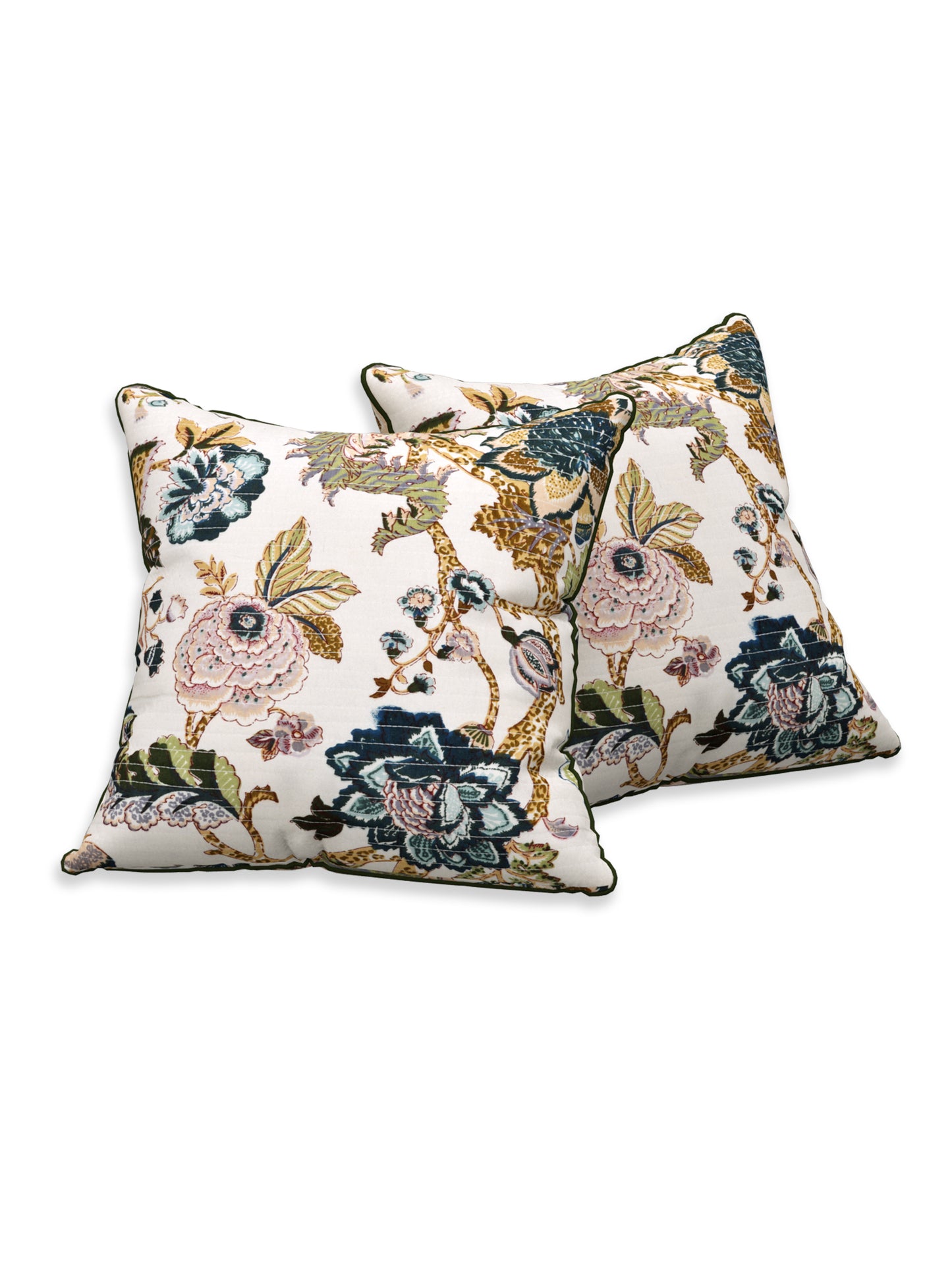 Dusky Petals Anokhi Cotton Cushion Covers - 16x16 Inches
