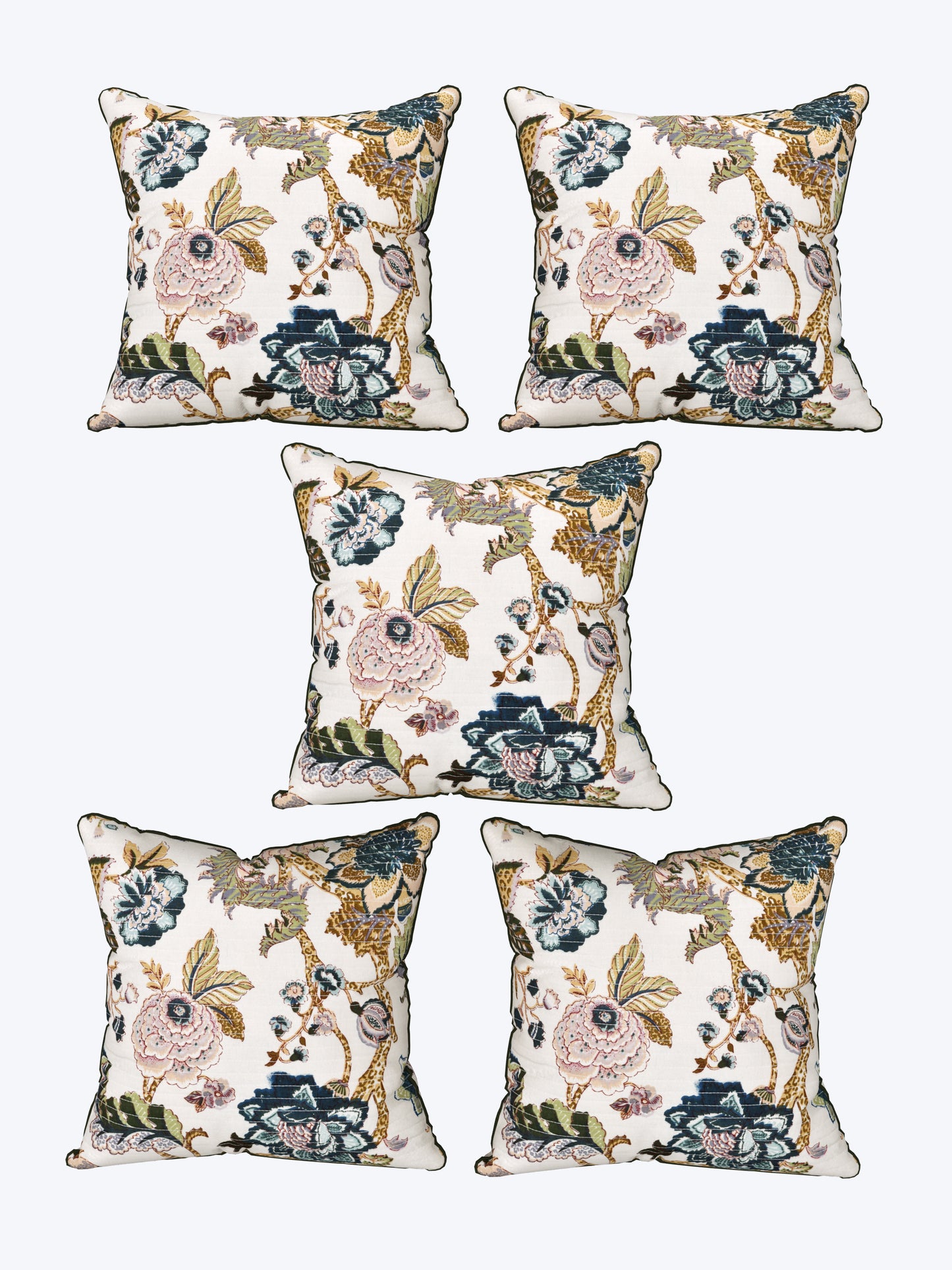 Dusky Petals Anokhi Cotton Cushion Covers - 16x16 Inches