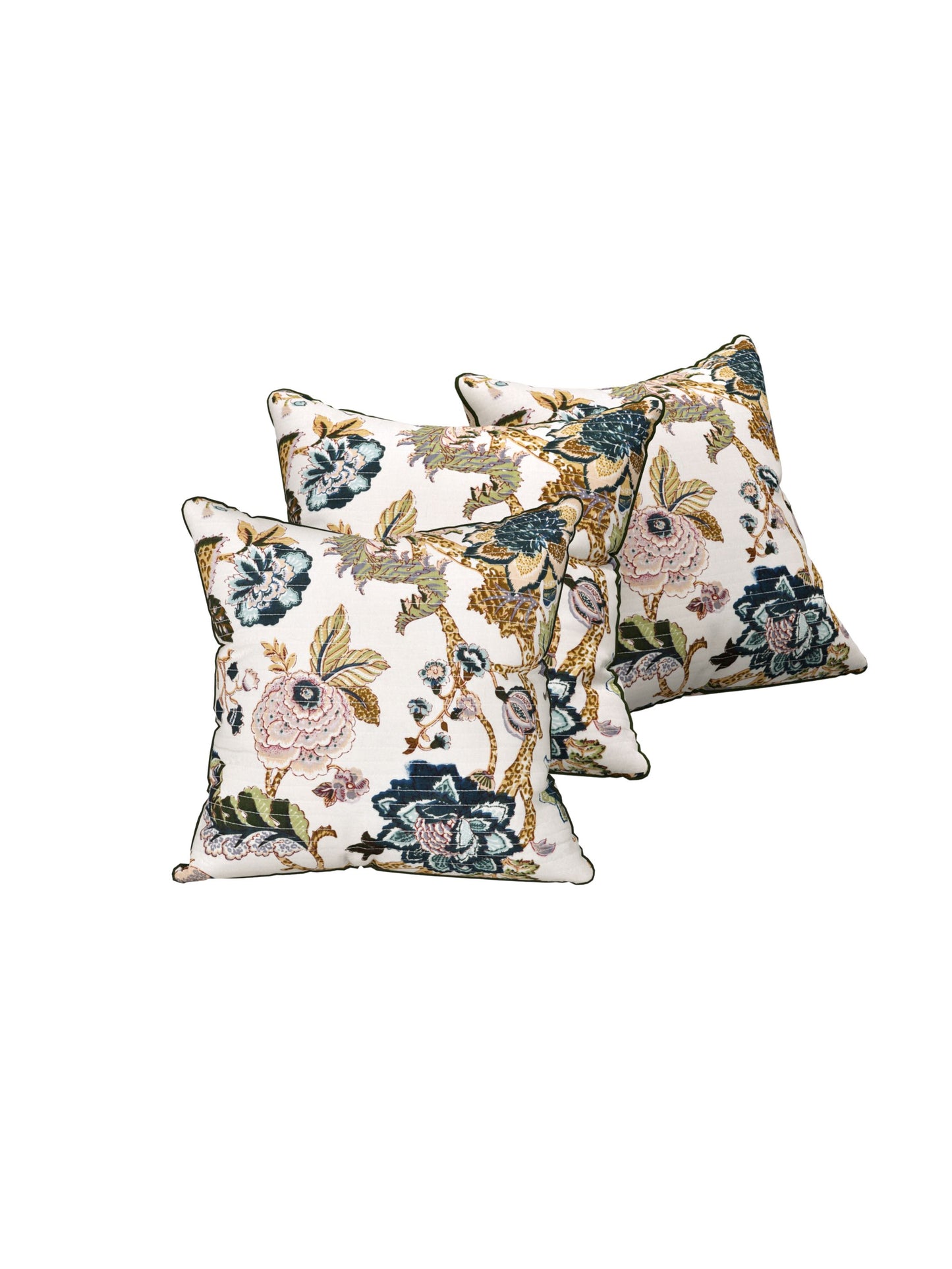 Dusky Petals Anokhi Cotton Cushion Covers - 16x16 Inches