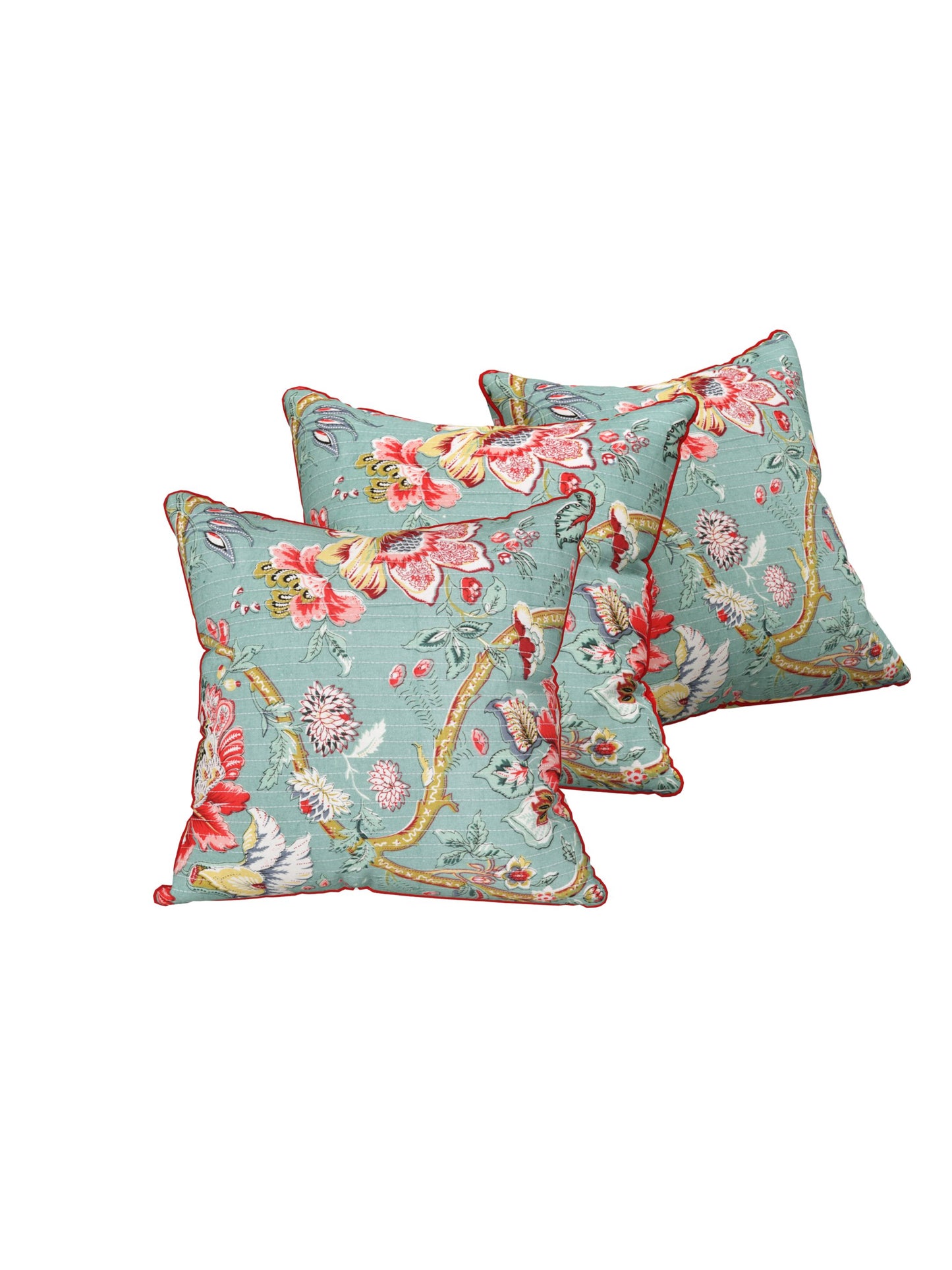 Azure Petals Anokhi Cotton Cushion Covers - 16x16 Inches