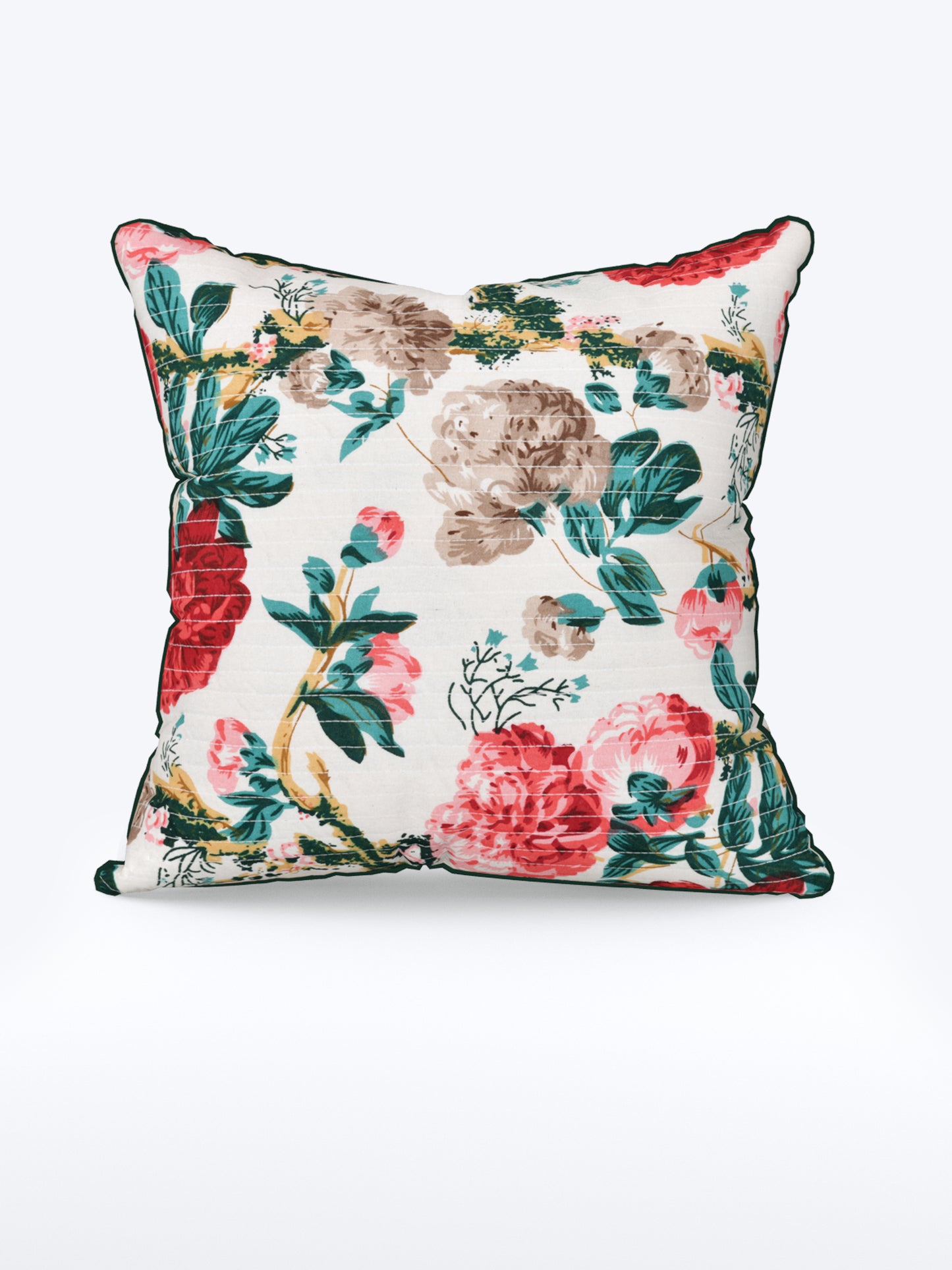 Rosette Bloom Anokhi Cotton Cushion Covers - 16x16 Inches