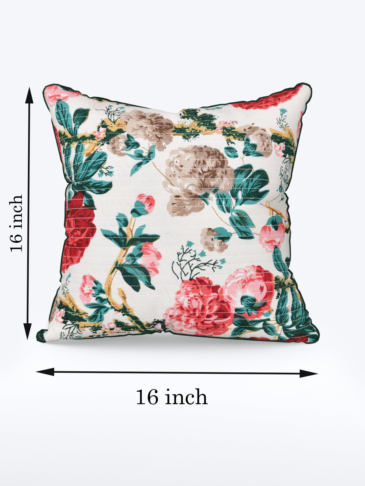 Rosette Bloom Anokhi Cotton Cushion Covers - 16x16 Inches
