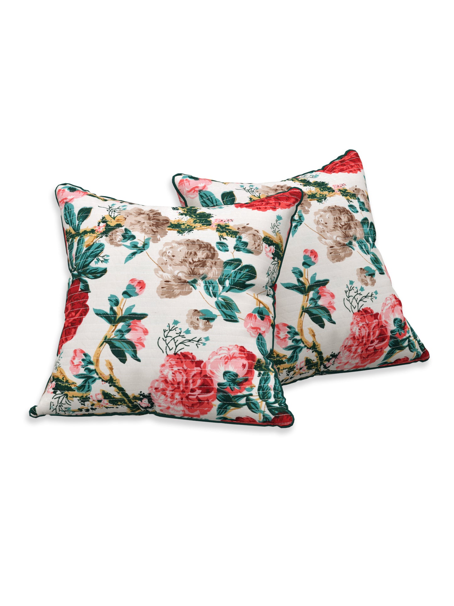 Rosette Bloom Anokhi Cotton Cushion Covers - 16x16 Inches
