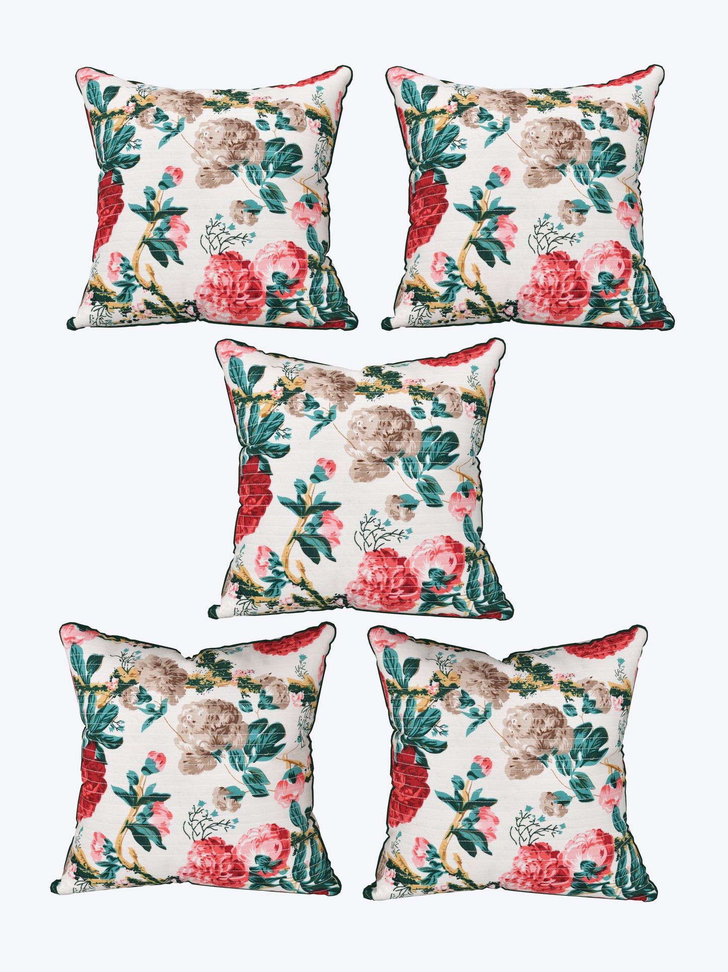 Rosette Bloom Anokhi Cotton Cushion Covers - 16x16 Inches
