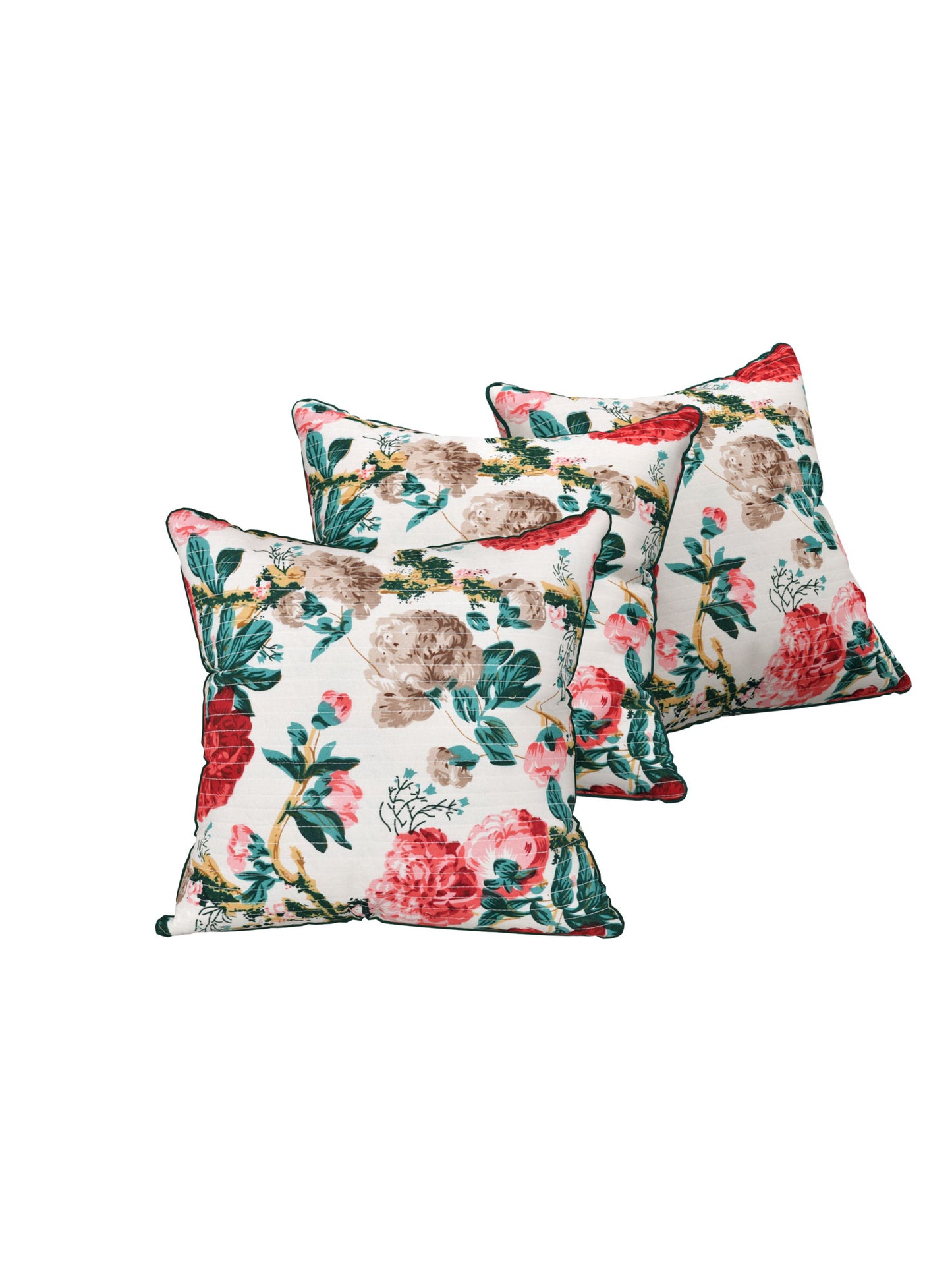 Rosette Bloom Anokhi Cotton Cushion Covers - 16x16 Inches