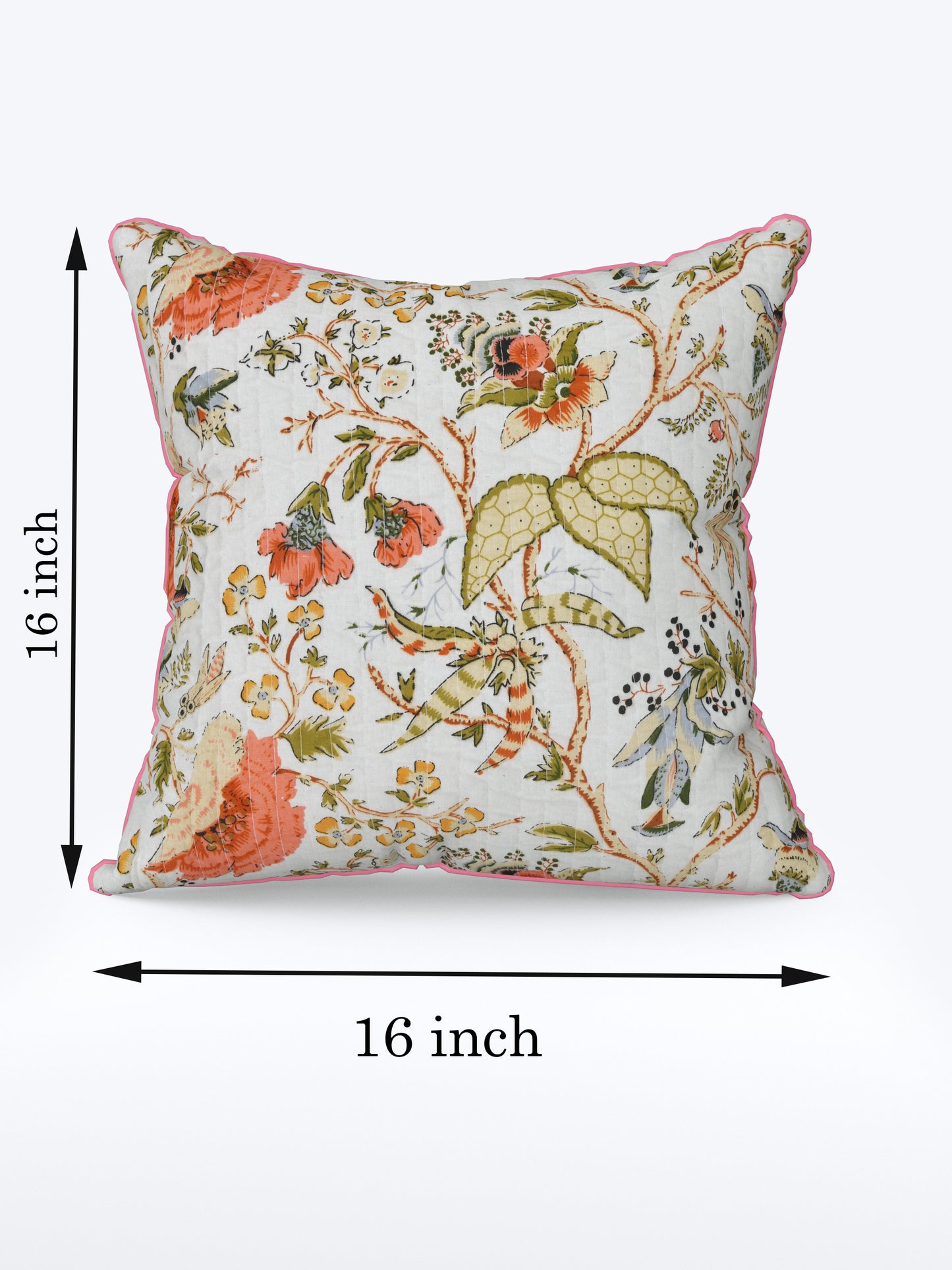 Tangerine Trails Anokhi Cotton Cushion Covers - 16x16 Inches