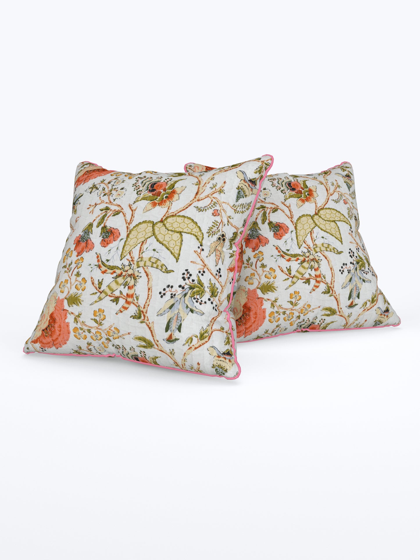 Tangerine Trails Anokhi Cotton Cushion Covers - 16x16 Inches