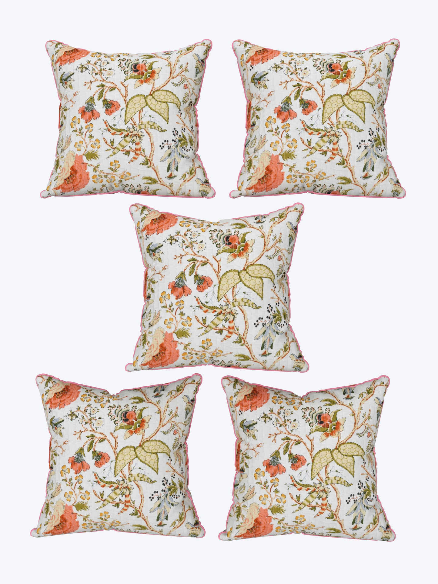 Tangerine Trails Anokhi Cotton Cushion Covers - 16x16 Inches