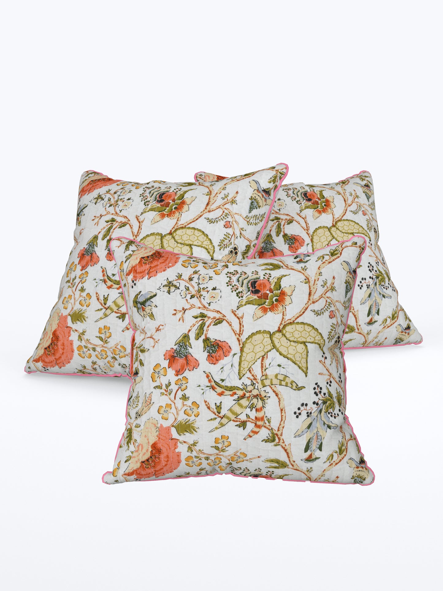 Tangerine Trails Anokhi Cotton Cushion Covers - 16x16 Inches