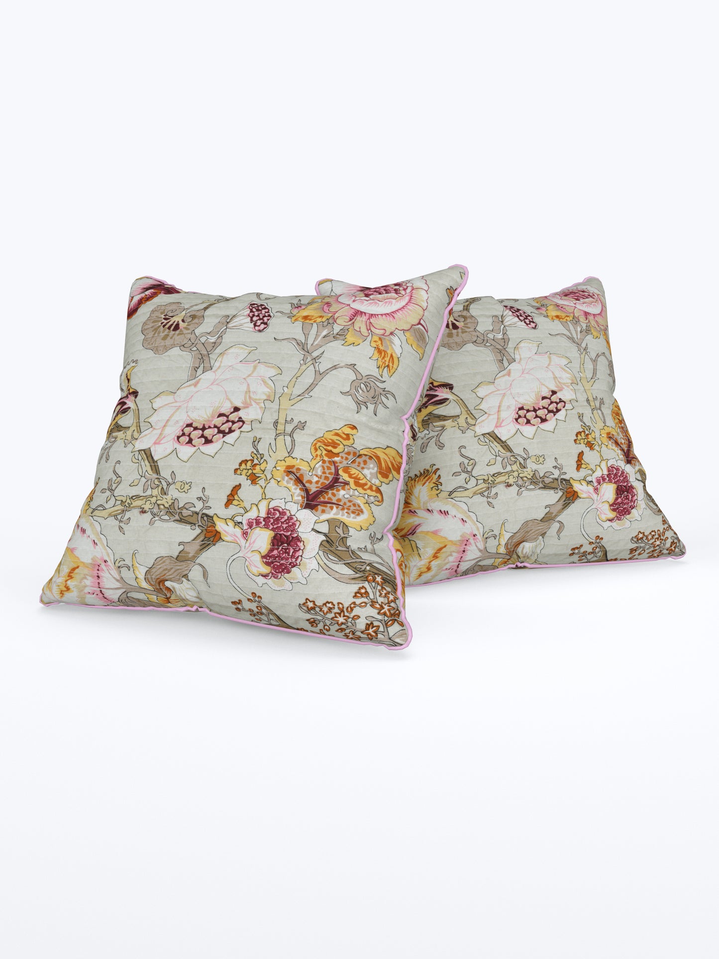 Gulaabo Bagh Anokhi Cotton Cushion Covers - 16x16 Inches