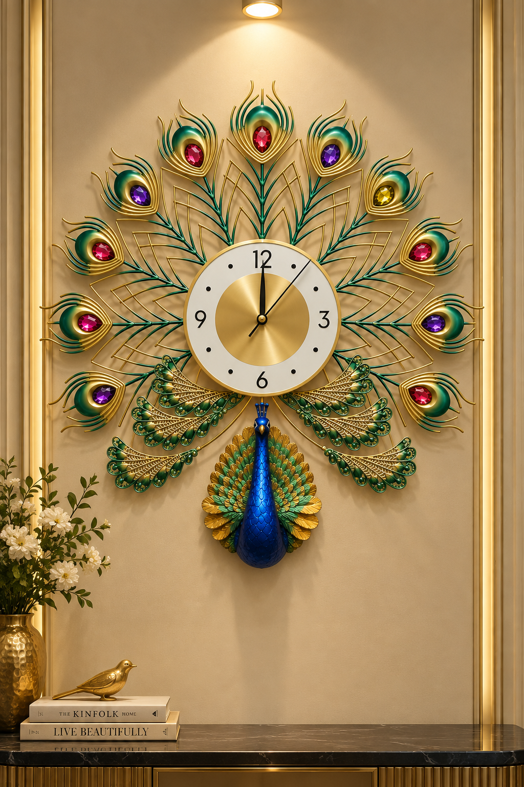 Royal Peacock Elegance Wall Clock